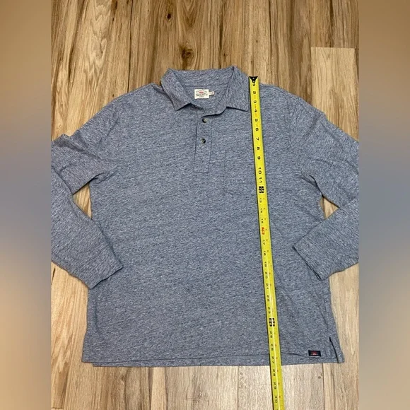 FAHERTY LONG SLEEVE POLO 100% ORGANIC COTTON HEATHER GRAY MENS SZ L